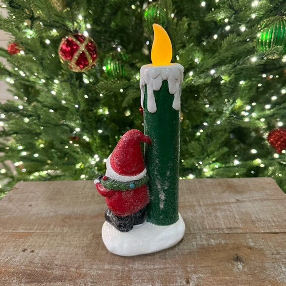 Mr. Christmas Festive Gnome Candle Green and Red - Picture 3 of 8